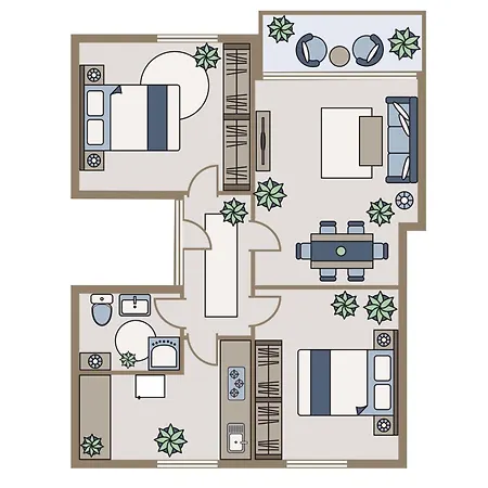 Family-apartment Mit Balkon, Küche, Parkplatz&waschmaschine Apartment *